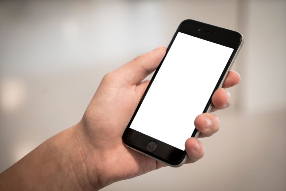 スマートフォンを手に持つ様子